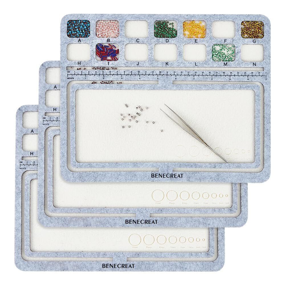 3985 3Pcs 11.8x9.4inch Rectangle Felt Bead Design Boards, Felt Beading Mat